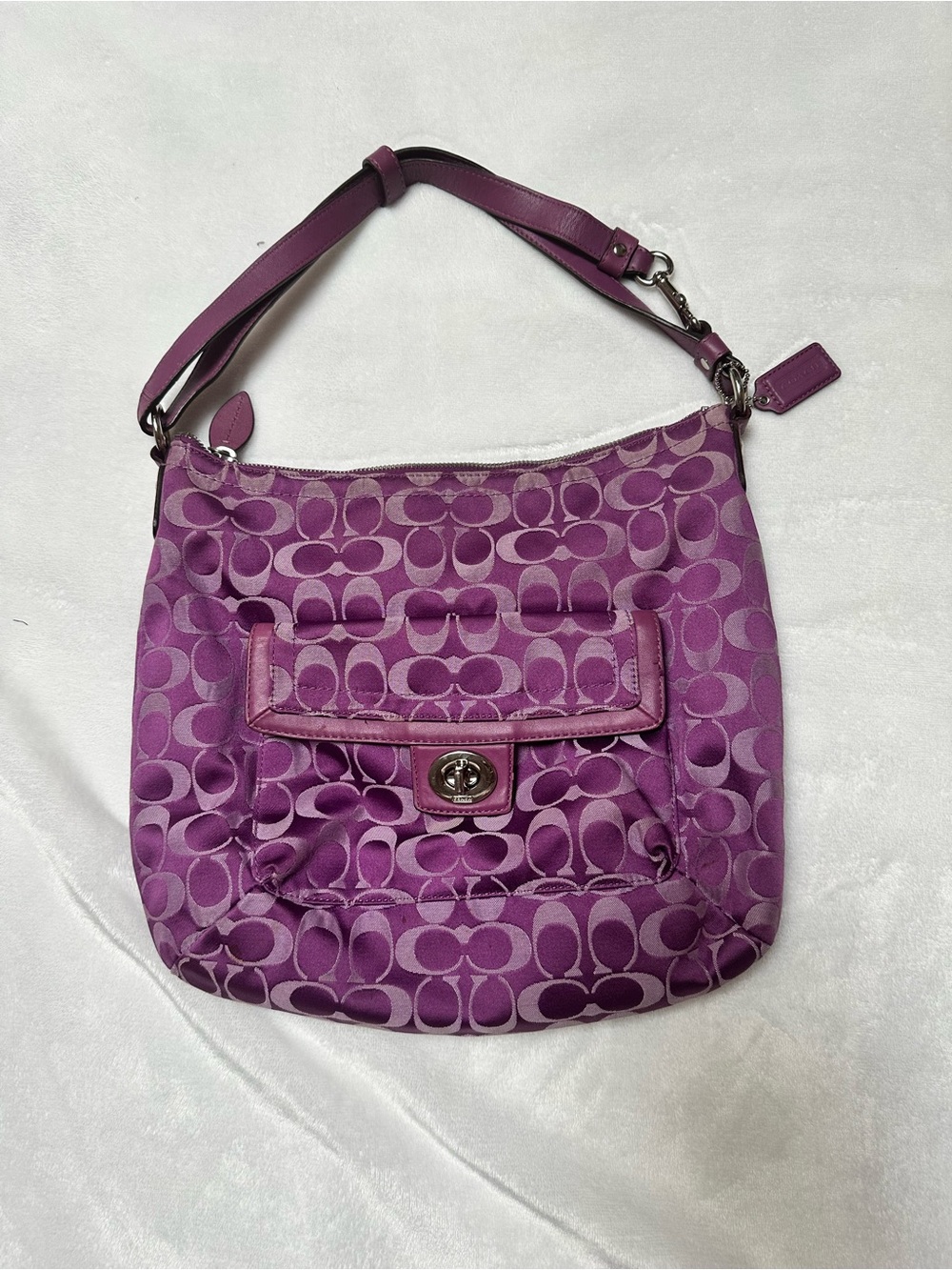 Coach Purple Signature Canvas Shoulder Bag